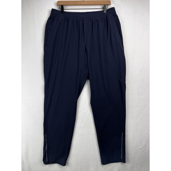Lululemon Navy Blue Joggers Men Sz XL Reflective Drawstring Lounger Active Pants - Picture 1 of 10